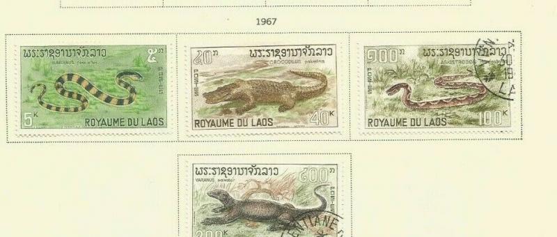 LAOS 1967 REPTILES SCOTT 156-9 MH/USED