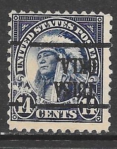 USA 565: 14c Indian, Tulsa precancel inverted, used, F