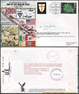 JS45/7c 50th Ann War II End of War in ITALY Signed by Maj Gen Sir G Burns (O)