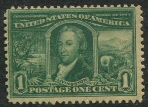323 1c Green Robert R. Livingston 1904 Louisiana Purchase Exposition MNH OG