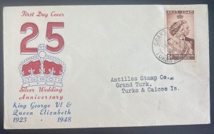 1948 Turks Island COver King George VInSilver Wedding Anniversary