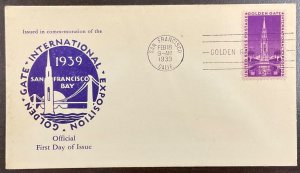 852 Unknown designer  Golden Gate Expo FDC 1939