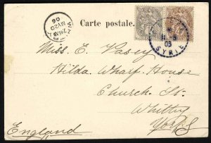 Syria, 1906 ppc (views of Haifa) franked with French Levant 1c and 4c, used f...