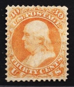 US Stamp #71 30c Orange Franklin  MINT NO GUM SCV $950