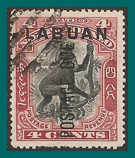 Labuan 1901 Postage Due, Orangutans, p15 cancelled  #J3b,SGD3b