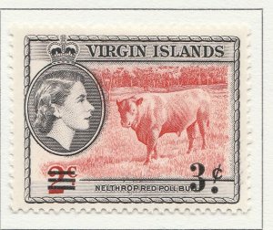 1962 English Colony British Colony VIRGIN ISLANDS Surch 3c MH* A28P19F27732-