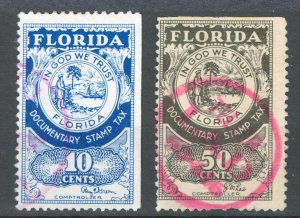 Florida State Revenue - Documentary Tax #D36b - 10 cents, deep blue - FL + 50C