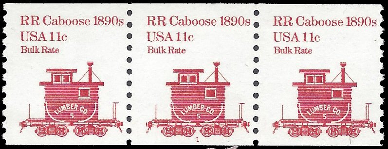 #1905 11c RR Caboose 1890s PNC Strip of 3 #11984 Mint NH