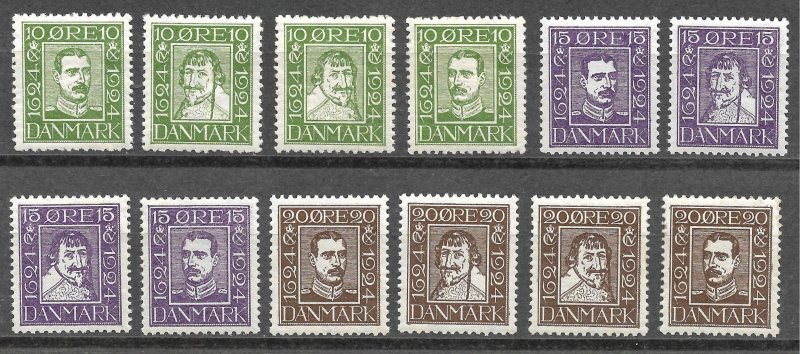 Doyle's_Stamps: VLH 1924 Danish 300th Postal Anniversary Stamp Set