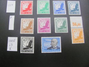 GERMANY 1934 MNH SIGNED SCHLEGEL MI. 529Y/539Y SC C46-56 ZEPPELIN  SET XF (122)