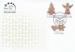 Hungary Christmas 2013 Festival Angel (stamp FDC) *odd shape *adhesive *unusual