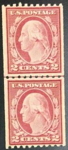 MOMEN: US STAMPS #487 2c LINE PAIR MINT OG NH LOT #74985-2*