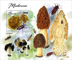 LIBERIA- 2023 - Mushrooms - Perf Souv Sheet  - Mint Never Hinged