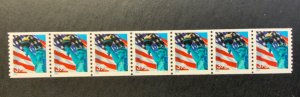 USA #3979 plate #S1111 MNH  Plate number coil strip of 7 