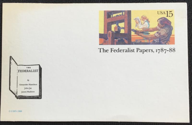 US #UX126 Mint Postal Card Federalist Papers SCV $.30 L3