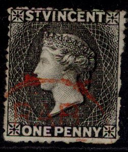 ST. VINCENT QV SG18, 1d black, USED. Cat £15.