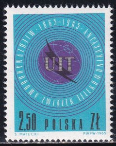 Poland 1965 Sc 1321 ITU Centenary Emblem Stamp MNH