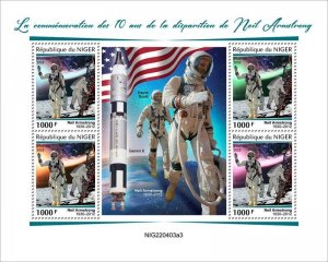 Niger - 2022 Astronaut Neil Armstrong - 4 Stamp Sheet - NIG220403a3