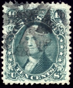 US 89 10c 1868 George Washington E grill PSAG grade 80 circle of wedges cancels