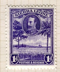 SIERRA LEONE; 1930s early GV pictorial issue Mint hinged 1d. value