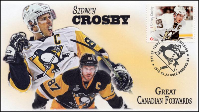 CA16-042, 2016, FDC, Canadian Forwards, Sidney Crosby, Day of Issue, 