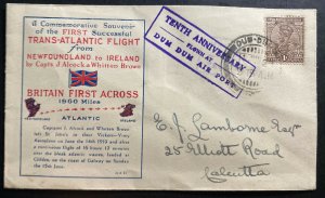 1929 Dum Dum India Trans Atlantic Airmail Steven Smith Signed Cover to Calcutta