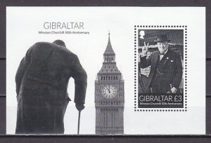 Gibraltar, Scott cat. 1017a. Sir Winston Churchill s/sheet.