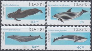 ICELAND Sc #873-6 CPL MNH SET of 4 - WHALES and DOLPHINS