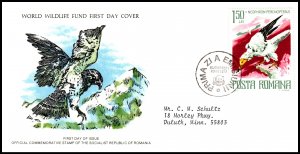 Romania 2714 Bird WWF Typed FDC