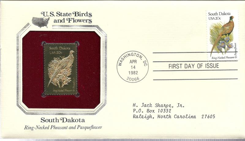 US #1993 20c South Dakota Gold Stamp (FDC) CV $2.00