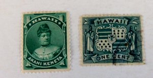 Hawaii #42 M/OG/LH, #74 Used/F, Princess Likelike, Coat of Arms, 1883 & 1894