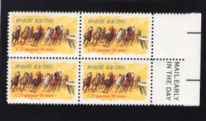 1528 Horse Racing, MNH Right Side Mail Early blk/4