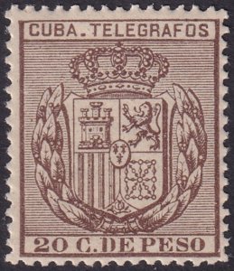 Cuba 1896 telégrafo Ed 83 telegraph MLH* some streaky gum