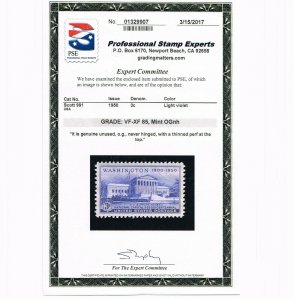 EXCEPTIONAL GENUINE SCOTT #991 MINT PRISTINE OG NH PSE CERT GRADED VF-XF 85