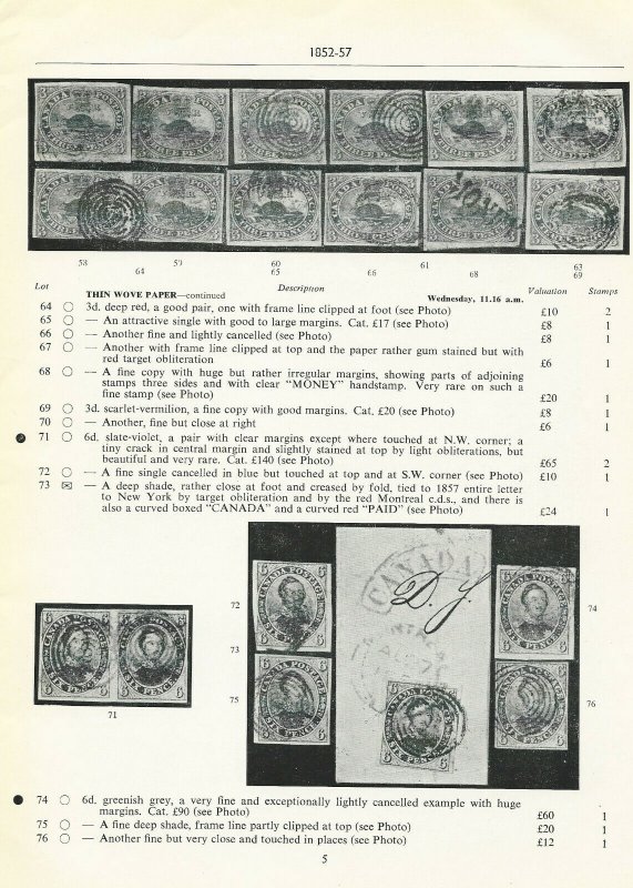 William C. Hinde, Canada, Robson Lowe Ltd., #Sale 1693-1696, March 26-27, 1958