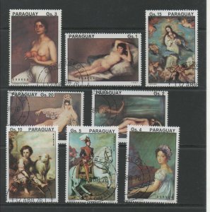 Thematic Stamps Art - PARAGUAY 1976 SPANISH PAINTINGS 8v used