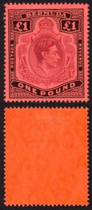 Bermuda SG121 One Pound Purple and Black/Red Wmk Mult Crown CA M/M