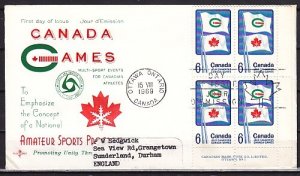 Canada, Scott cat. 500. Olympic Games issue. Block of 4. First day cover. ^