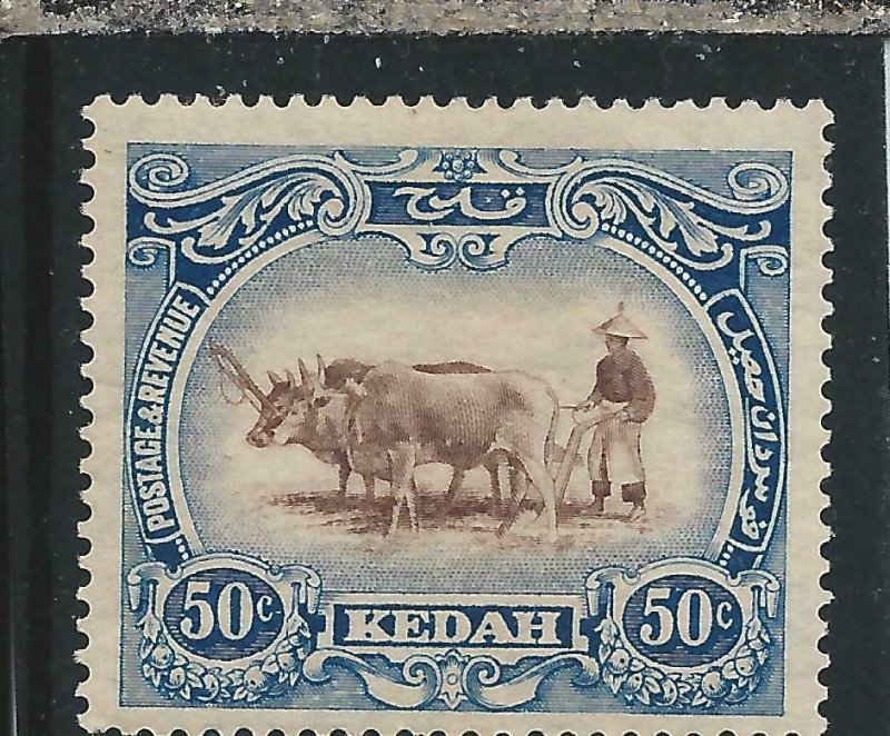 KEDAH 1921-32 50c BROWN & GREY-BLUE CROWN TO LEFT MM SG 36bw CAT £55