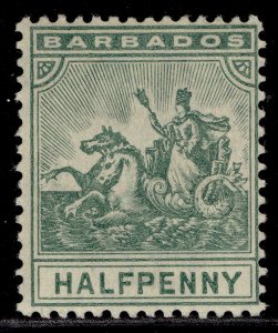 BARBADOS EDVII SG136, ½d green, M MINT. Cat £29.