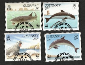 1990 Guernsey Sc# 441-444 WWF Marine Life - Used stamp set Cv$4.85