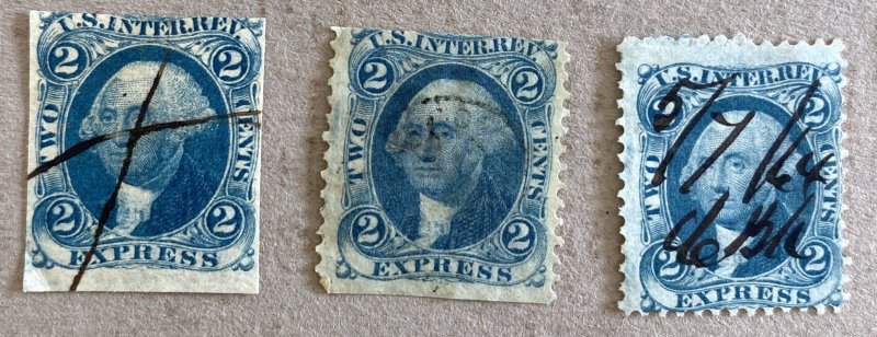 US R9a-c / Lot of 3 Revenue Stamps 1862-1871 2c Blue GW Express, Used