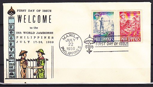 Philippines, Scott cat. B10-11 10th World Scout Jamboree. First day cover. ^