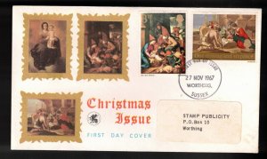 GREAT BRITAIN Scott # 522, 524 On FDC - 1967 Christmas Issue #1