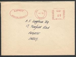 GB LUNDY 1977 cover to Reigate, 10p Jubilee on reverse.....................48705