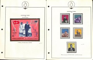 Yemen Stamp Collection on 2 White Ace Pages, John Kennedy