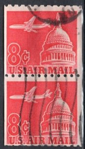 U.S.A.; 1962: Sc. # C65:  Used Perf. 10 Horiz. Coil Se-Tenant Single Stamps
