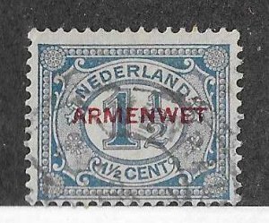 Netherlands Sc #08   1 1/2c blue  with red overprint  used VF