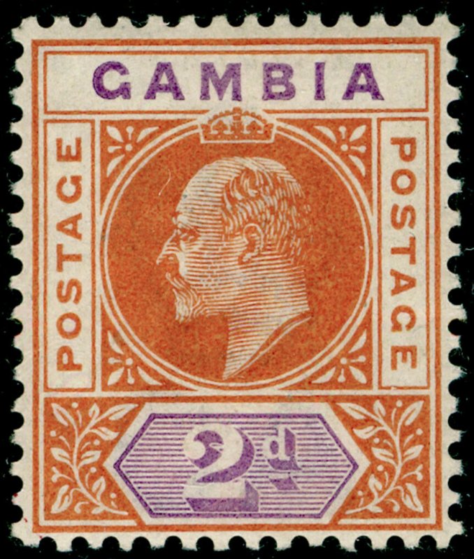 GAMBIA SG47, 2d oange & mauve, LH MINT. WMK CA