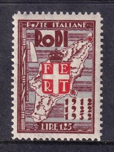 ITALY (RHODES) — SCOTT 70 — 1932 1.25L MAP OF RHODES — MNH — SCV $21